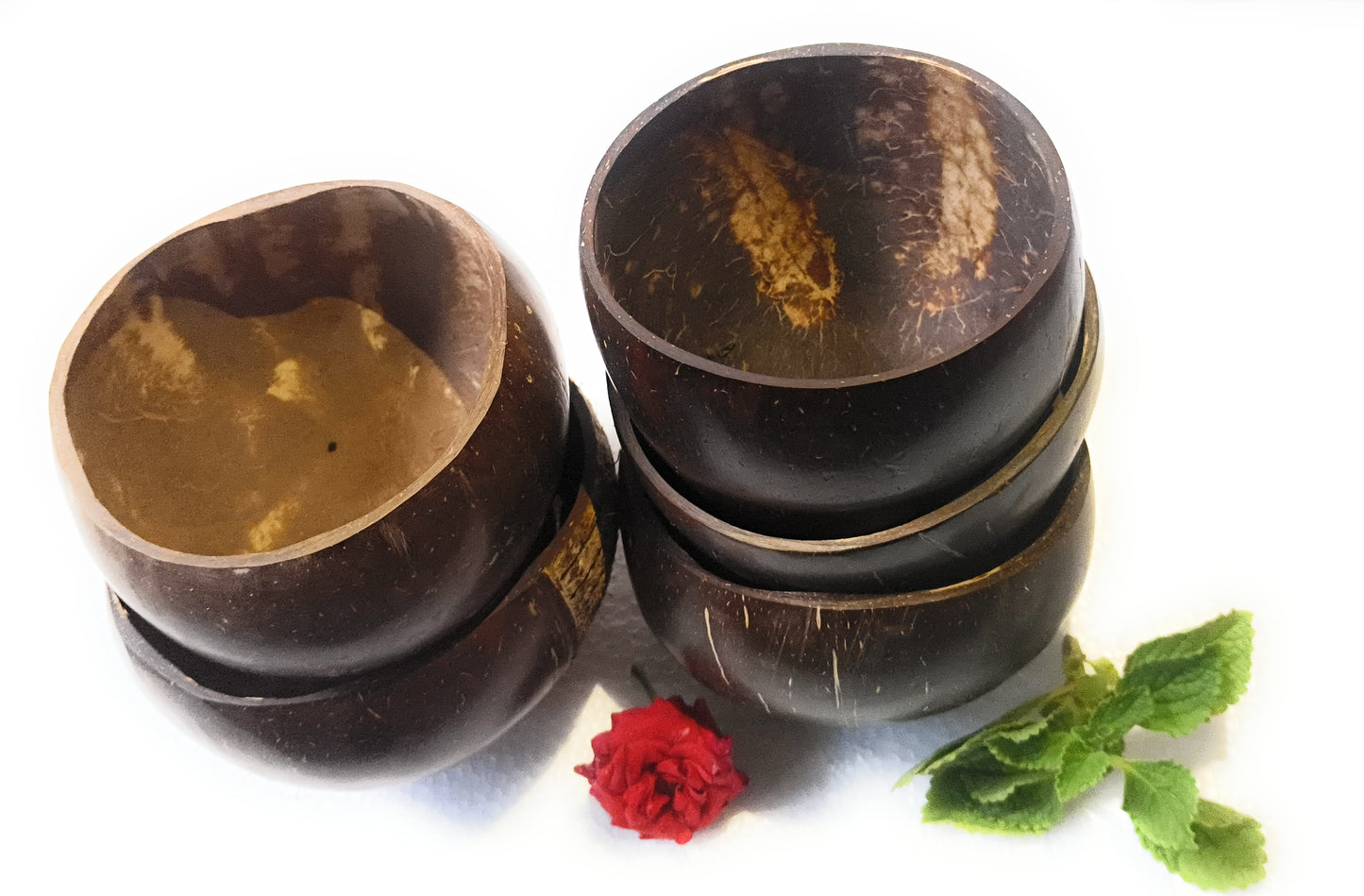Beetroots Natural Coconut Shell Bowls, 500ml Capacity, Set of 5, Brown, Round Shape, Hand Wash Only