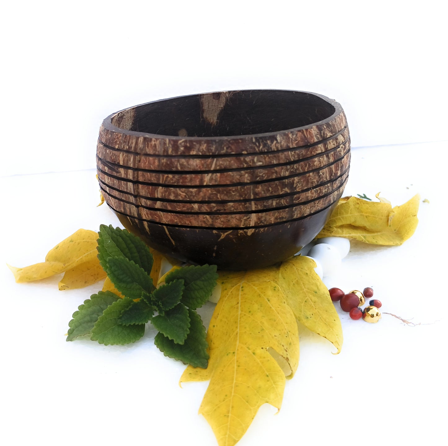 Beetroots Eco-living Beautiful Decorative Coconut Shell Bowl, 600ml Jumbo Size,Salad,fruit cut ,Serving Bowl Natural and Non toxic Dining Decor from upcycled coconut shell, handmade, unique beauty