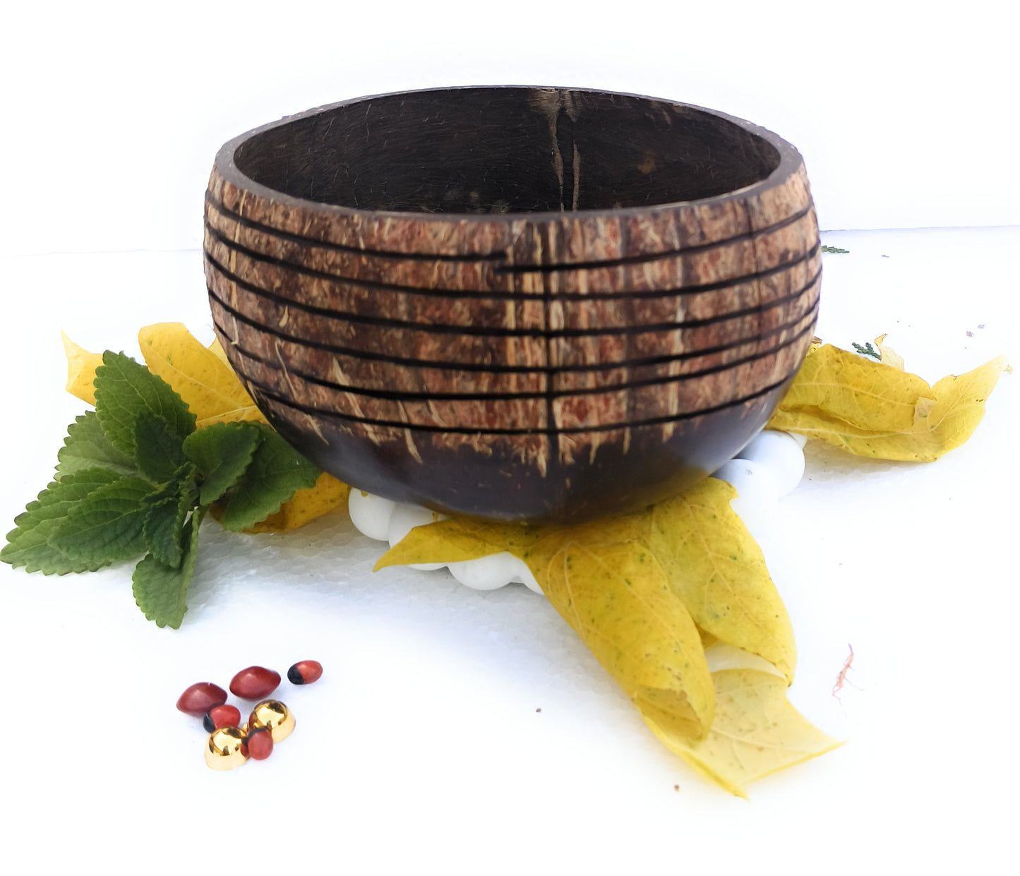 Beetroots Eco-living Beautiful Decorative Coconut Shell Bowl, 600ml Jumbo Size,Salad,fruit cut ,Serving Bowl Natural and Non toxic Dining Decor from upcycled coconut shell, handmade, unique beauty