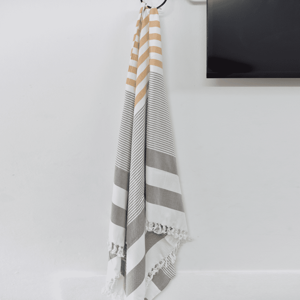 Bamboo Turkish Cotton Bath Towel (Brown & Beige)