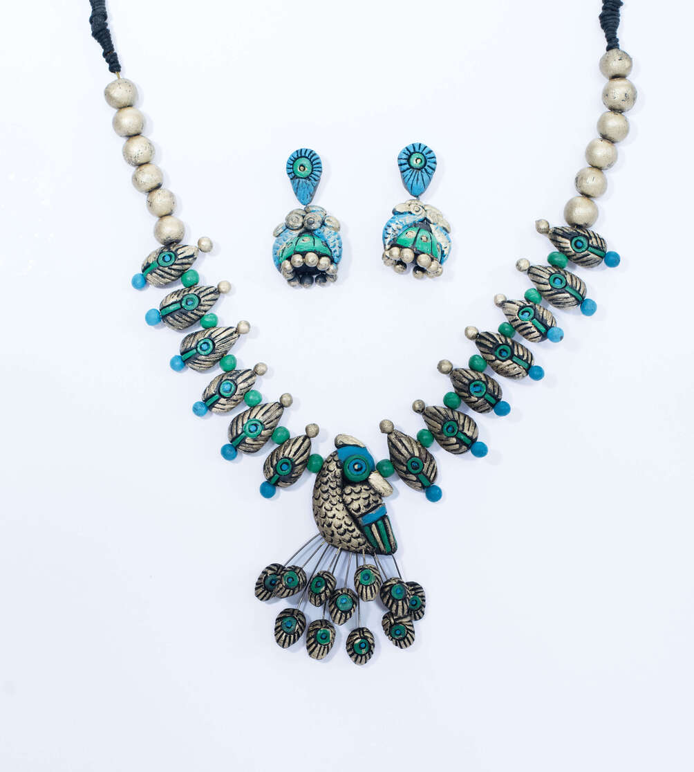Beautiful Peacock Design Terracotta Jewellery
