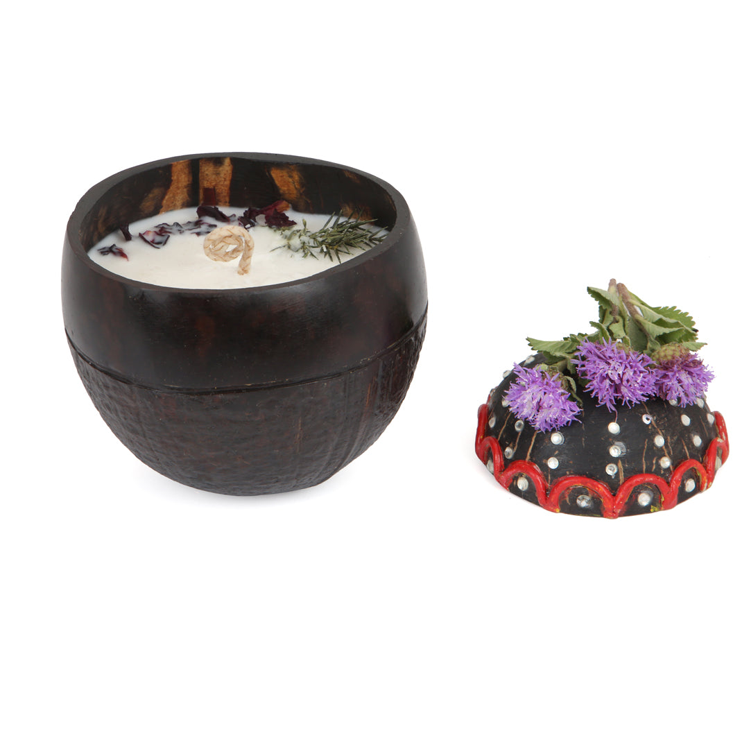 Scented soy wax candle in coconut shell bowl,350 ml plant based eco-friendly candle