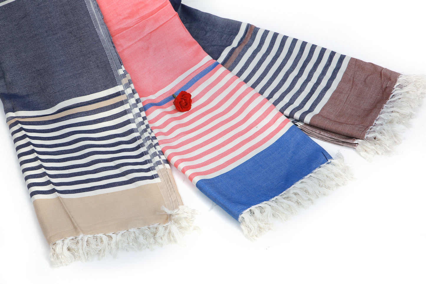 Beetroots Eco-living Striped Turkish Bamboo Beach Towel, Cotton Blend, Large Bath, Pool, gym, Luxury feel, quick dry, fast absorbent, Ultra soft, Towels comb (pack of 3)