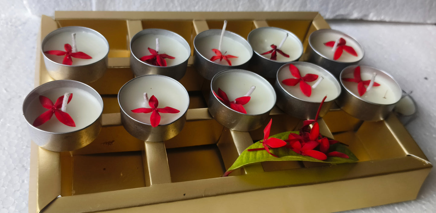 Beetroots Eco-living Decorative Soy Wax Tealight Candles , pack of 10,Mild aromatic festival candles