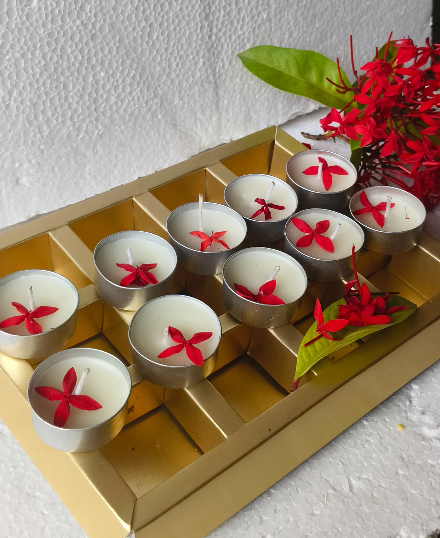 Beetroots Eco-living Decorative Soy Wax Tealight Candles , pack of 10,Mild aromatic festival candles