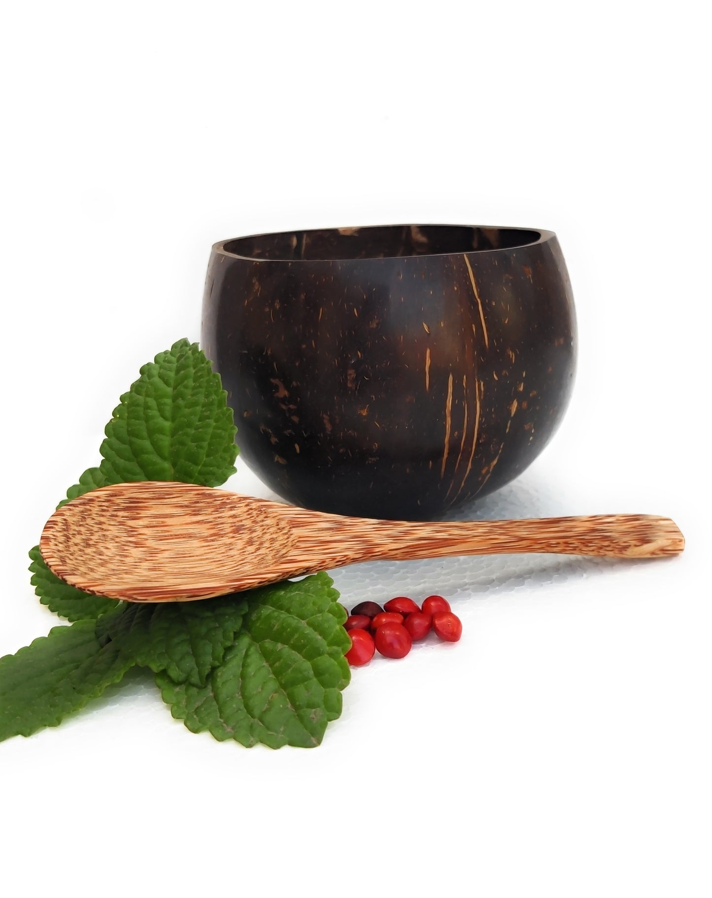 Beautiful Eco-friendly coconut shell bowl with wooden spoon, Natural sustainable Non- toxic 450ml gift item