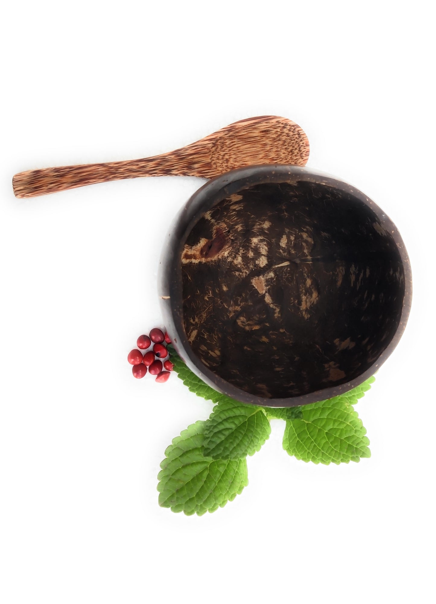 Beautiful Eco-friendly coconut shell bowl with wooden spoon, Natural sustainable Non- toxic 450ml gift item