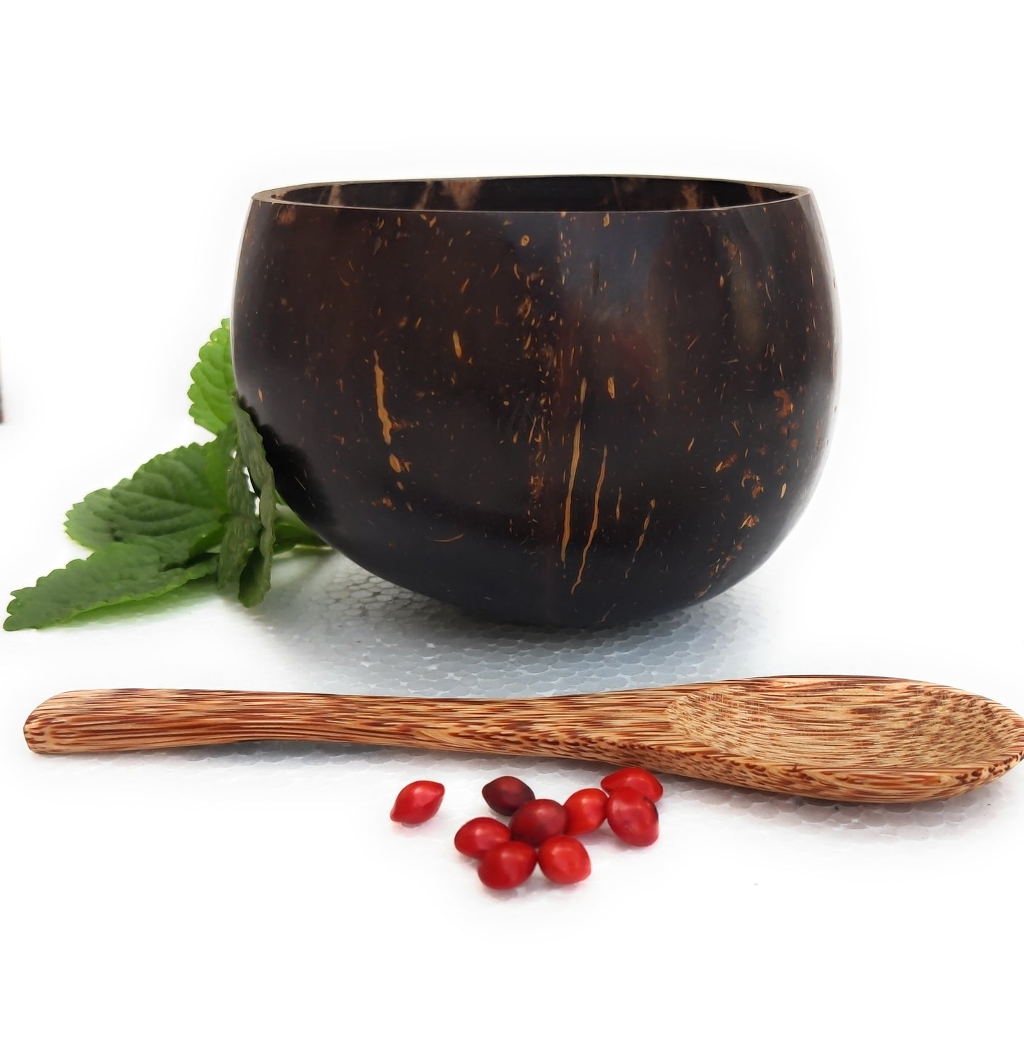 Beautiful Eco-friendly coconut shell bowl with wooden spoon, Natural sustainable Non- toxic 450ml gift item