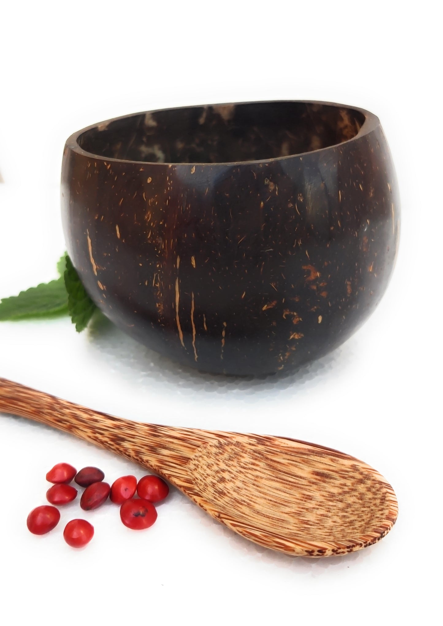 Beautiful Eco-friendly coconut shell bowl with wooden spoon, Natural sustainable Non- toxic 450ml gift item