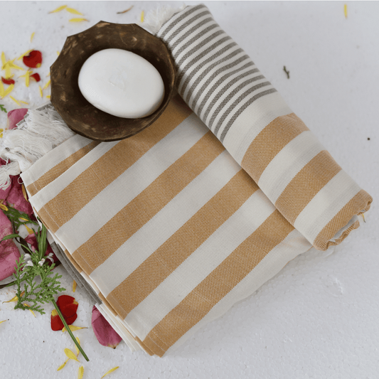 Bamboo Turkish Cotton Bath Towel (Brown & Beige)