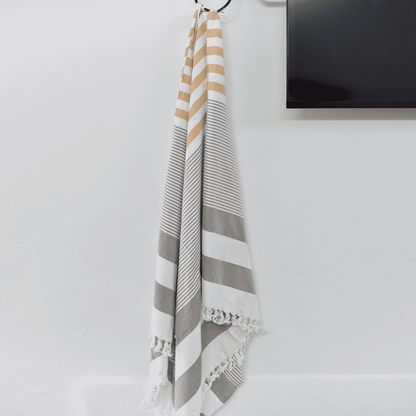 Bamboo Turkish Cotton Bath Towel (Brown & Beige)