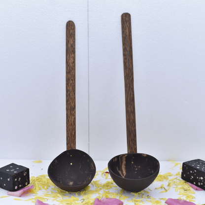 Coconut Shell Eco Friendly Cooking Ladle (Thavi) (Pack of 2)