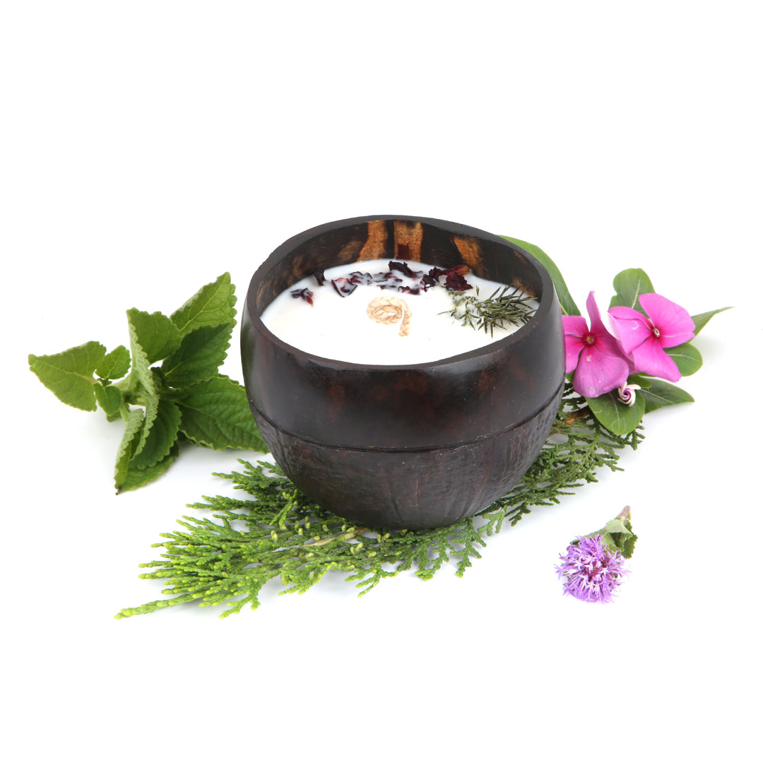 Scented soy wax candle in coconut shell bowl,350 ml plant based eco-friendly candle