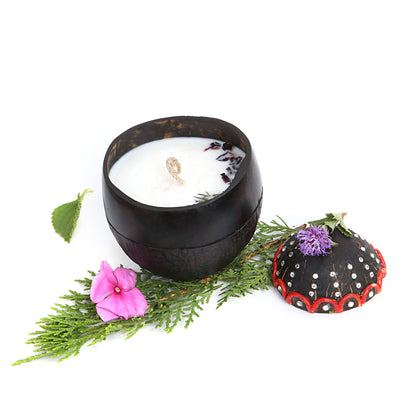 Scented soy wax candle in coconut shell bowl,350 ml plant based eco-friendly candle