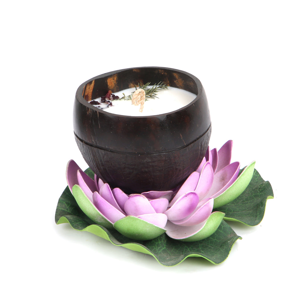 Scented soy wax candle in coconut shell bowl,350 ml plant based eco-friendly candle