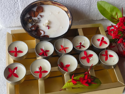 Beetroots Eco-living Decorative Soy Wax Tealight Candles , pack of 10,Mild aromatic festival candles