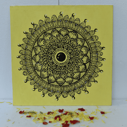 Beautiful Handmade Mandala Painting(Yellow)