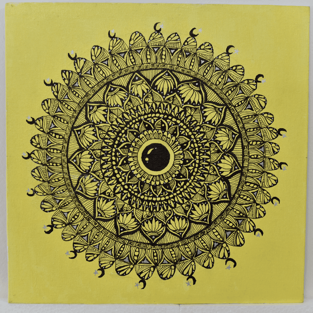 Beautiful Handmade Mandala Painting(Yellow)