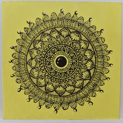 Beautiful Handmade Mandala Painting(Yellow)