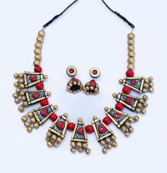 Handmade Terracotta Necklace Jewellery Set