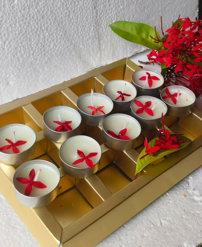 Beetroots Eco-living Decorative Soy Wax Tealight Candles , pack of 10,Mild aromatic festival candles